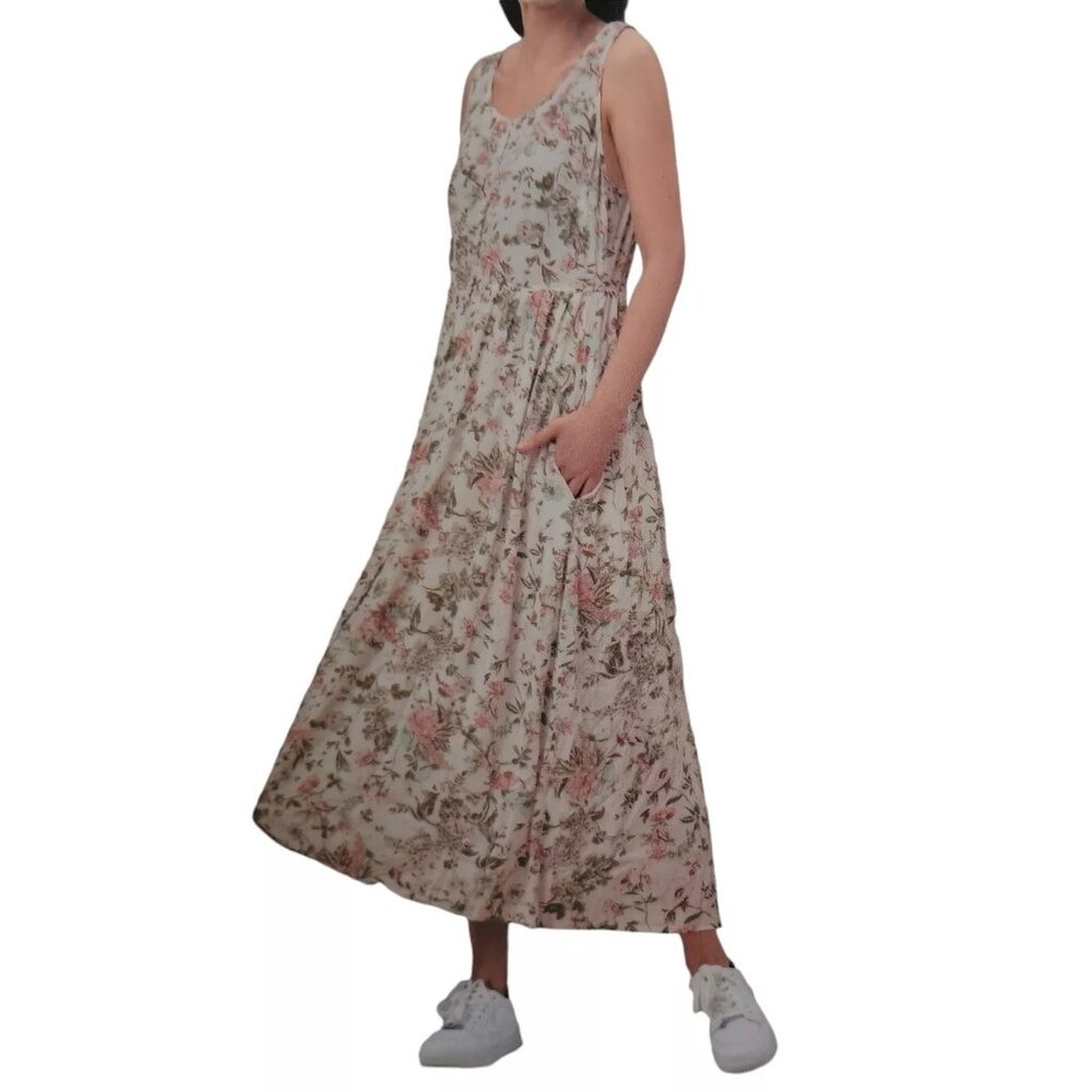 Women’s Frye Sleeveless Dress Ivory Floral Button Front Maxi Dress
